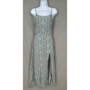 Olivaceous Dress Womens Small Blue Floral Maxi Yellow Summer Cottage Boho